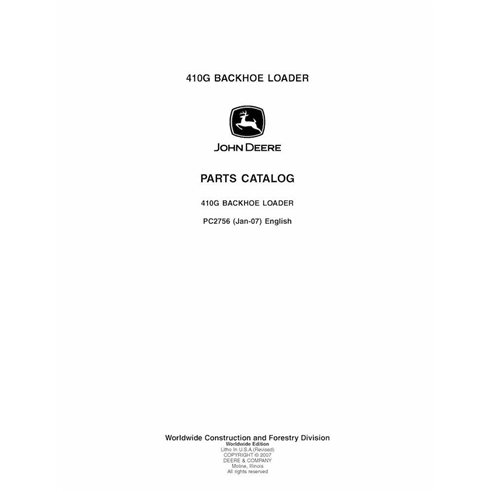 John Deere 410G backhoe loader pdf parts catalog 