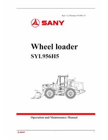 Cargador de ruedas Sany SYL956H5 manual de operación y mantenimiento en pdf