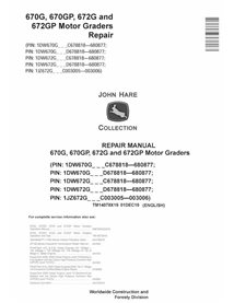 TM14078X19 John Deere 670G, 670GP, 672G and\r\n672GP PIN: C678818-680877 motor grader pdf repair manual