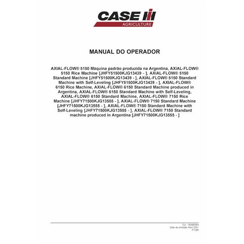 Case AXIAL-FLOW 5150 combine pdf operator's manual PT