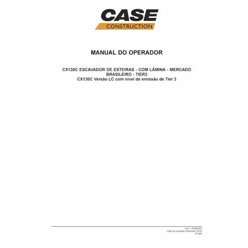 Case CX130C Tier 3 excavator pdf operator's manual PT