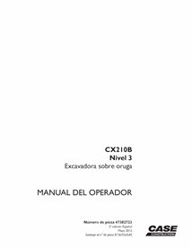 Case CX210B Tier 3 excavator pdf operator's manual ES