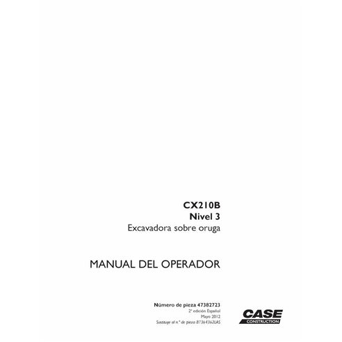 Case CX210B Tier 3 excavator pdf operator's manual ES