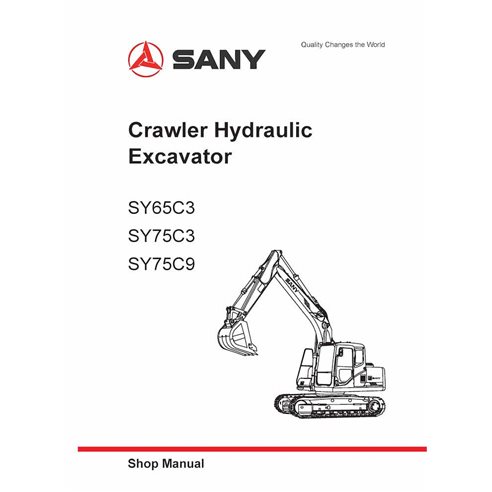 Sany SY65C3, SY75C3, SY75C9 excavator pdf shop manual 