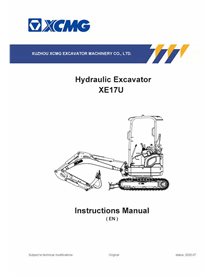 XCMG-XE17U-07-2020-OM Manuel d'utilisation et d'entretien de la mini-pelle XCMG XE17U au format PDF