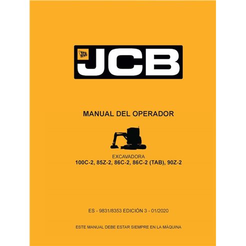 JCB 100C-2, 85Z-2, 86C-2, 86C-2 (TAB), 90Z-2 excavator pdf operator's manual ES