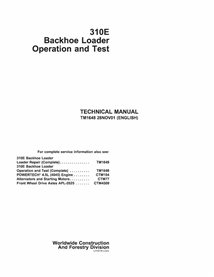 TM1648 Manual técnico de operação e teste da retroescavadeira John Deere 310E em pdf