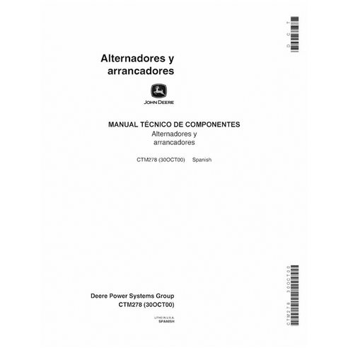CTM278 Manual técnico de alternadores y arrancadores para tractores John Deere ES (CTM278)