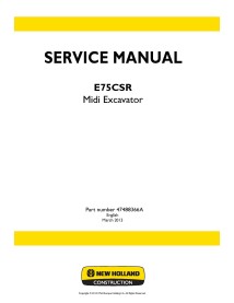 Manual de servicio de la excavadora midi New Holland E75CSR - New Holland Construcción manuales - NH-47488366A