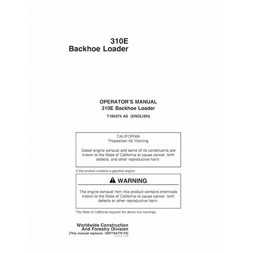 JD-OMT184374 John Deere 310E backhoe loader operator's manual (OMT184374)