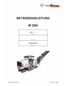 Wirtgen W200i (14.20) milling machine pdf operation and maintenance manual DE