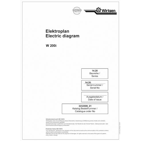 Wirtgen W200i (14.20) milling machine electric diagrams manual 