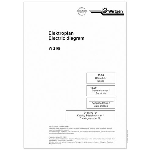 Wirtgen W210i (15.20) milling machine electric diagrams manual 