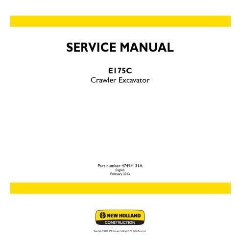 Manual de serviço da escavadeira de esteira New Holland E175C - Construção New Holland manuais - NH-47494131A
