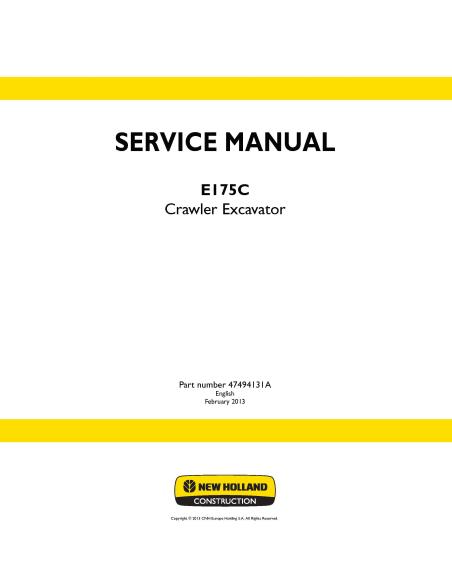 Manual de servicio de la excavadora de cadenas New Holland E175C - New Holland Construcción manuales - NH-47494131A