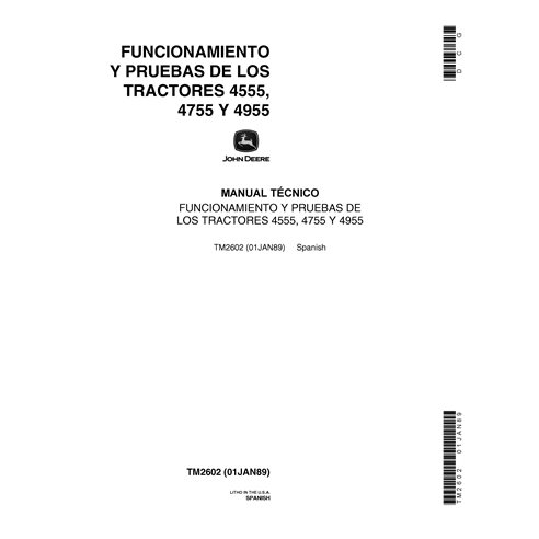 TM2602 John Deere 4555, 4755, 4955 tractor technical manual - all inclusive ES (TM2602)