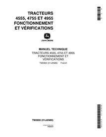 TM2600 Manuel technique complet pour tracteurs John Deere 4555, 4755, 4955 (TM2600)
