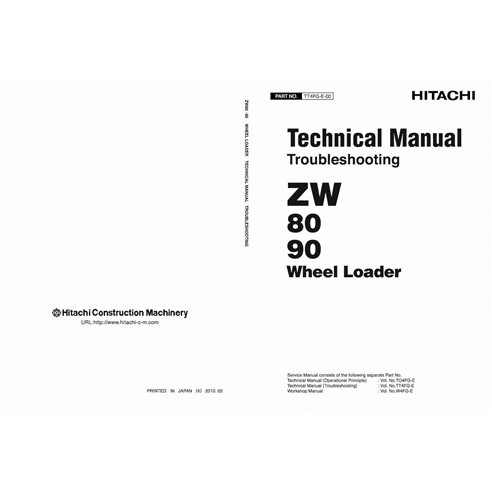 Hitachi ZW80, ZW90 wheel loader pdf troubleshooting technical manual 