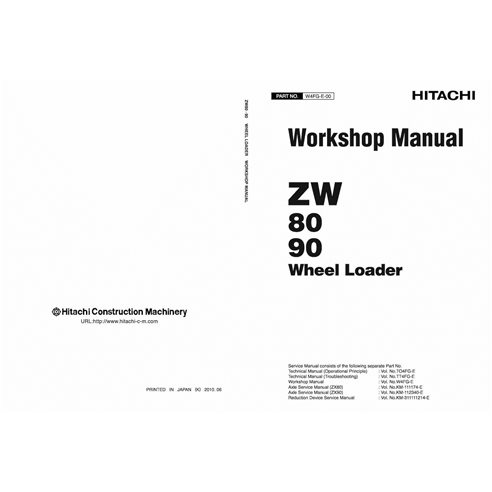 Hitachi ZW80, ZW90 wheel loader pdf workshop manual 