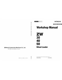 Hitachi ZW30, ZW40, ZW50 wheel loader pdf workshop manual 