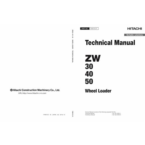 Hitachi ZW30, ZW40, ZW50 wheel loader pdf technical manual 