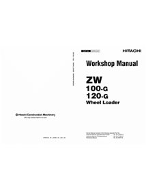 Hitachi ZW100-G, ZW120-G wheel loader pdf workshop manual 