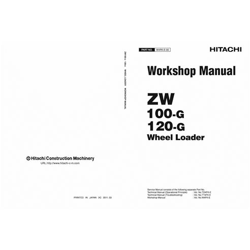 Hitachi ZW100-G, ZW120-G wheel loader pdf workshop manual 