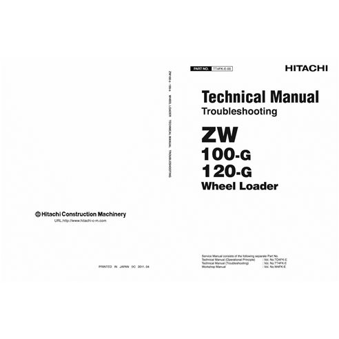 Hitachi ZW100-G, ZW120-G wheel loader pdf troubleshooting technical manual 