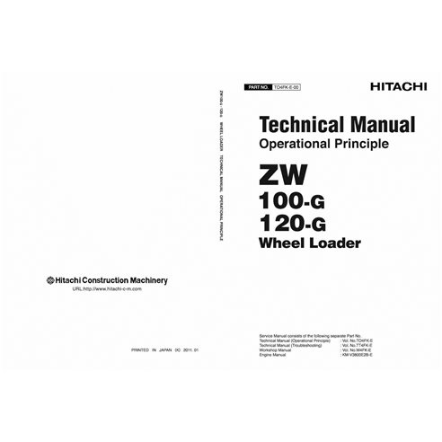 Hitachi ZW100-G, ZW120-G wheel loader pdf operational principle technical manual 