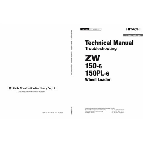 HITACHI-TTPTC50-01 Hitachi ZW150-6, ZW150PL-6, manuel technique de dépannage au format PDF pour chargeuse sur pneus