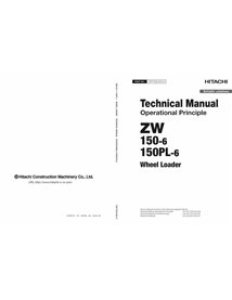 HITACHI-TOPTC50-01 Hitachi ZW150-6, ZW150PL-6, carregadeira de rodas pdf princípio operacional manual técnico