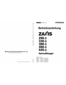 HITACHI-GM1NE1-2 Manuel d'utilisation des excavatrices Hitachi ZX29U-3, 33U-3, 38U-3, 48U-3, 52U-3 au format PDF DE