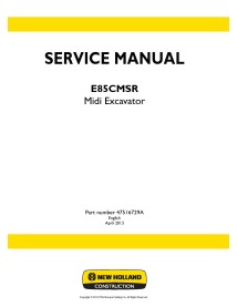 Manual de servicio de la excavadora midi New Holland E85CMSR - New Holland Construcción manuales - NH-47516729A