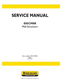 Manual de serviço da escavadeira midi New Holland E85CMSR - Construção New Holland manuais - NH-47516729A