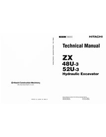 Hitachi ZX48U-3, ZX52U-3 excavator pdf technical manual 