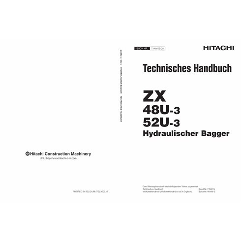 Hitachi ZX48U-3, ZX52U-3 excavator pdf technical manual DE