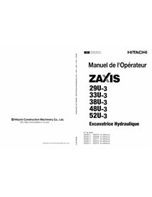 Hitachi ZX29U-3, 33U-3, 38U-3, 48U-3, 52U-3 excavator pdf operator's manual FR