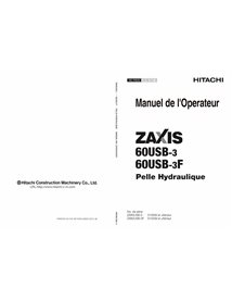 HITACHI-FM1N01-4 Manuel d'utilisation de la pelle Hitachi ZX60USB-3, ZX60USB-3F au format PDF FR