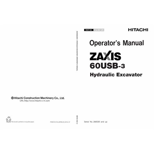 Hitachi ZX60USB-3 excavator pdf operator's manual 