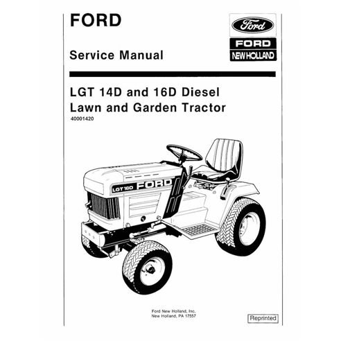 NH-40001420-SM Manual de serviço em pdf do trator de gramado New Holland Ford LGT 14D, 16D