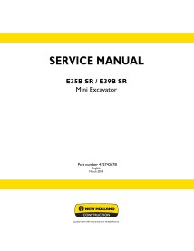 New Holland E35B SR / E39B SR mini excavator service manual - New Holland Construction manuals - NH-47574267B