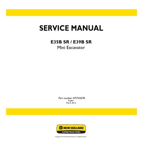 Manual de serviço da miniescavadeira New Holland E35B SR / E39B SR - Construção New Holland manuais - NH-47574267B