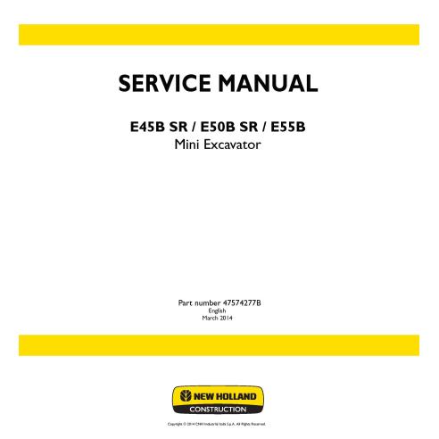 New Holland E45B SR / E50B SR / E55B midi excavator service manual - New Holland Construction manuals