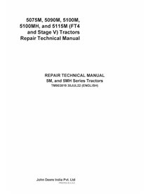 John Deere 5075M, 5090M, 5100M, 5100MH, and 5115M (FT4 and Stage V) tractor pdf repair manual 