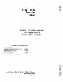 TM400519 Manual de reparación en PDF de los tractores John Deere 6130, 6230, 6330, 6430, 6530, 6534 y 6630