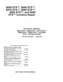 TM133419 Manual de reparación en formato PDF de las cosechadoras John Deere S650 STS, S660 STS, S670 STS, S680 STS, S685 STS ...