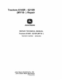 TM410519 John Deere 6145R, 6155R, 6155RH, 6175R, 6195R, 6215R MY18- manual de reparo em pdf do trator