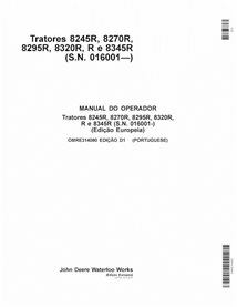 JD-OMRE314080-PT John Deere 8245R, 8270R, 8295R, 8320R, 8335R, 8345R SN 101 - 53099 tractor operator's manual PT (OMRE314080)