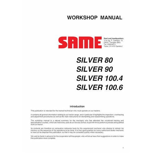 SAME-80-100-WM Manual de oficina em pdf do trator SAME Silver 80, 90, 100.4, 100.6