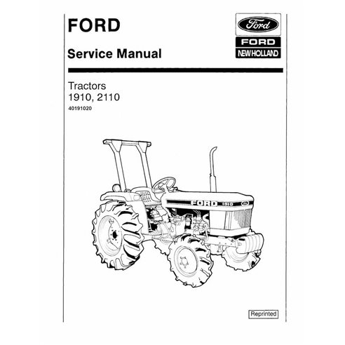 NH-40191020-SM Manuel d'entretien PDF du tracteur New Holland Ford 1910, 2110
